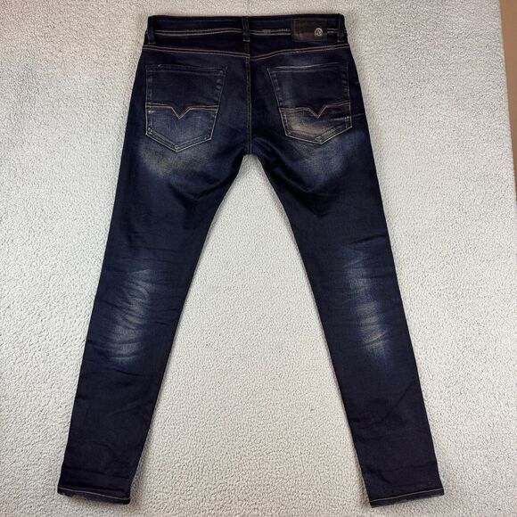 Diesel Men's Skinny Jeans - Dark Blue with Black Patch - Picture 12 of 15